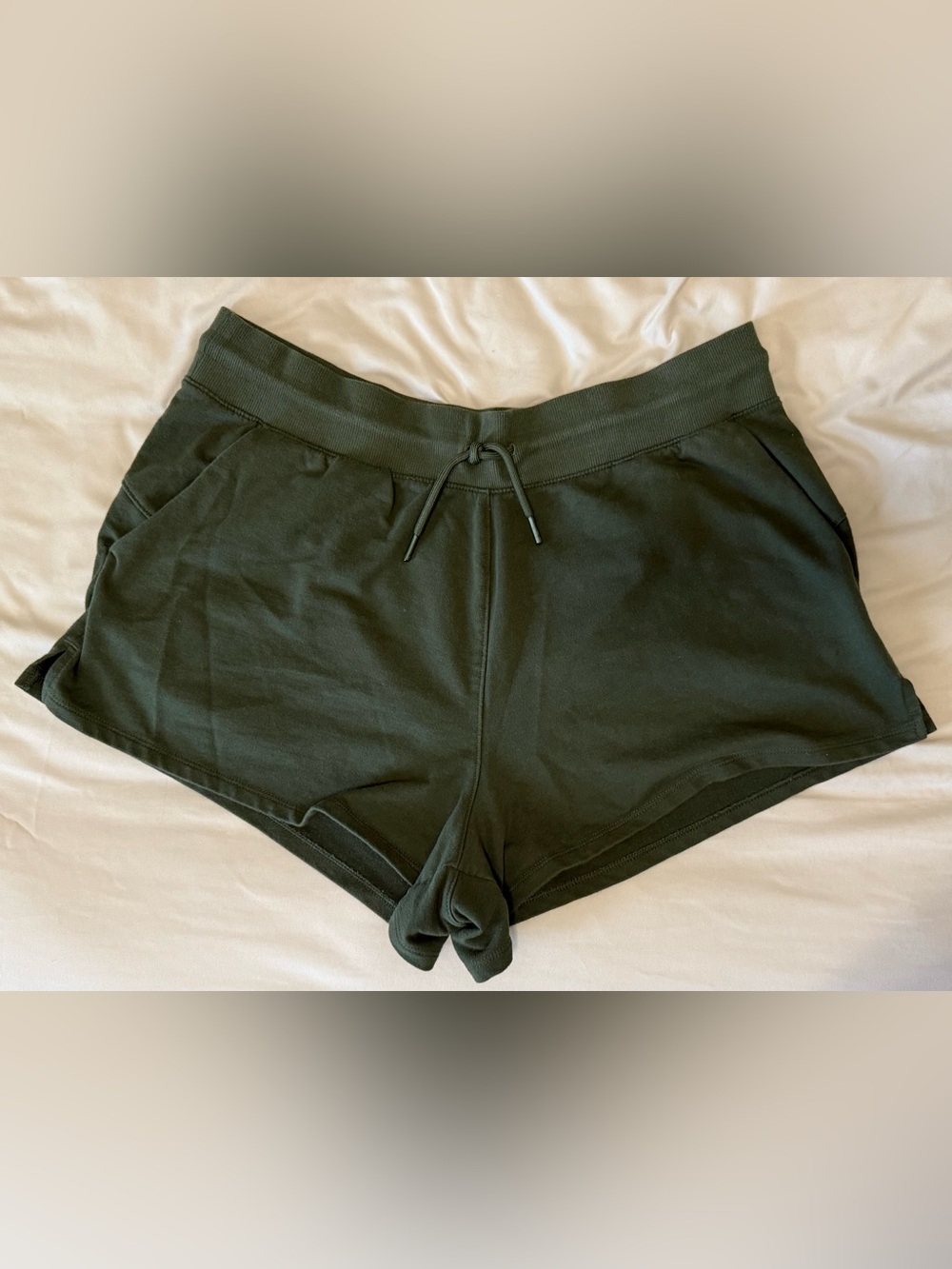 💚 All In Motion French Terry Shorts Olive Green Drawstring Lounge Athletic XL